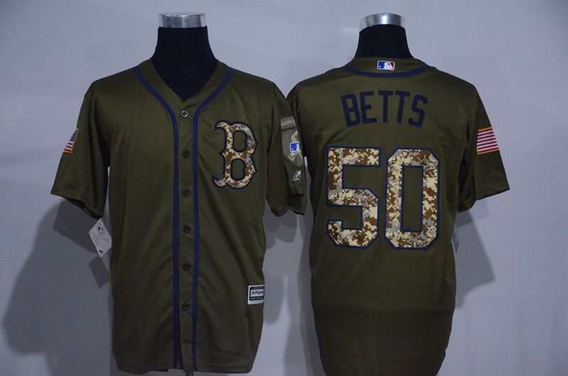 Men Boston Red Sox #50 Mookie Betts Green Salute to Service MLB Jerseys->->MLB Jersey